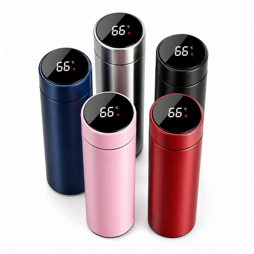 Garrafa Térmica Em Aço Inoxidável Com Display De Temperatura