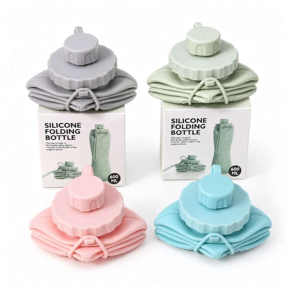 Garrafa Dobrável De Silicone 600ml