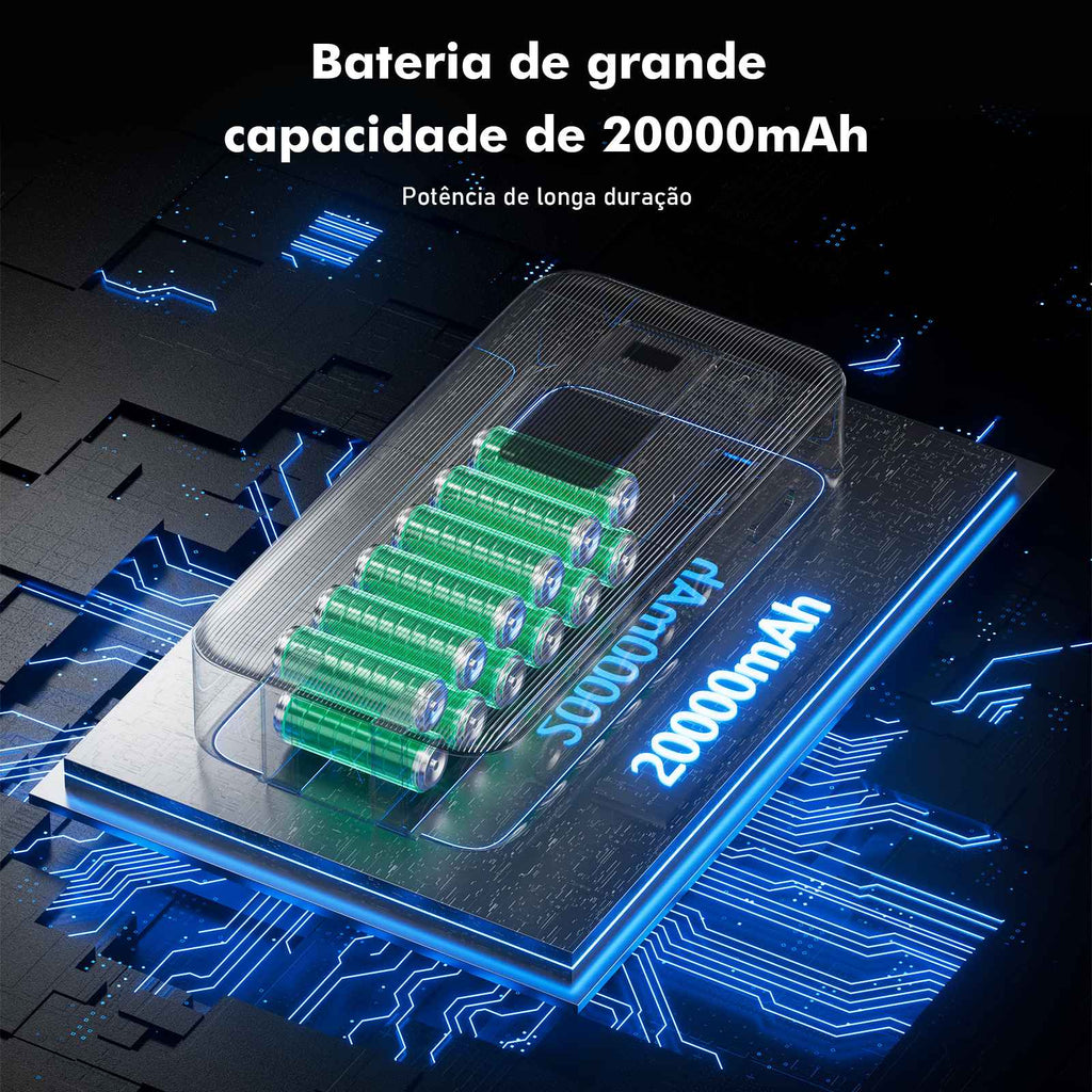 Power Bank Portátil Com Cabos Embutidos E Visor Digital