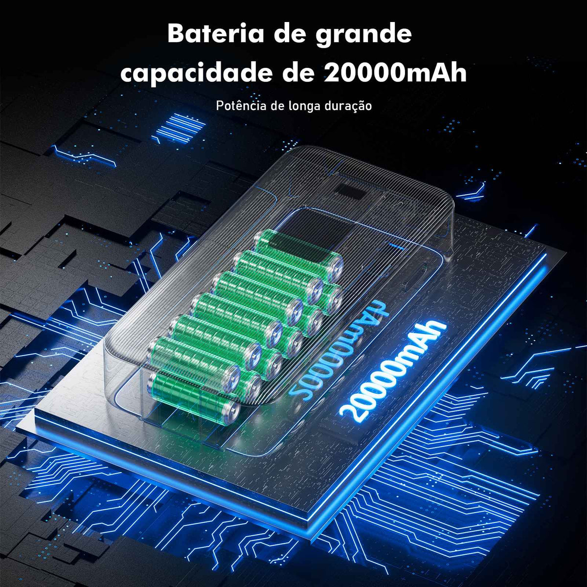 Power Bank Portátil Com Cabos Embutidos E Visor Digital