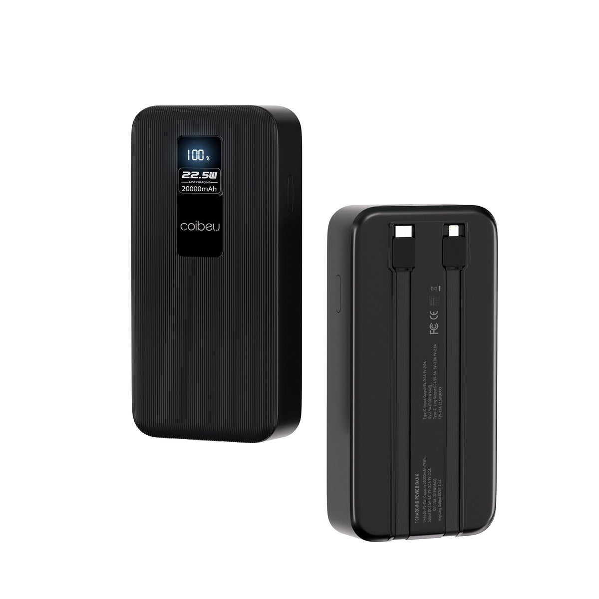 Power Bank Portátil Com Cabos Embutidos E Visor Digital