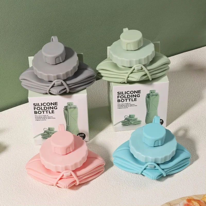 Garrafa Dobrável De Silicone 600ml
