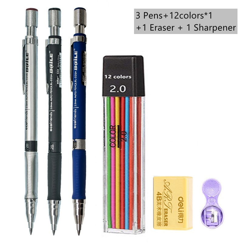 Kit Lapiseira 0.2mm Com Borracha