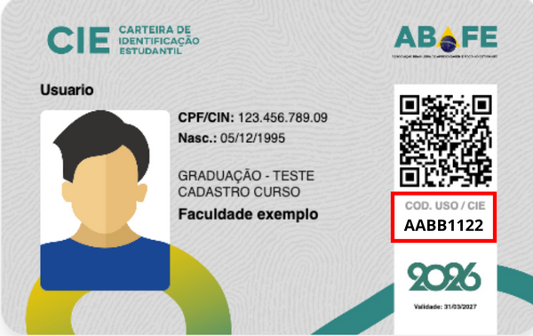 Onde fica o código na carteirinha ABAFE