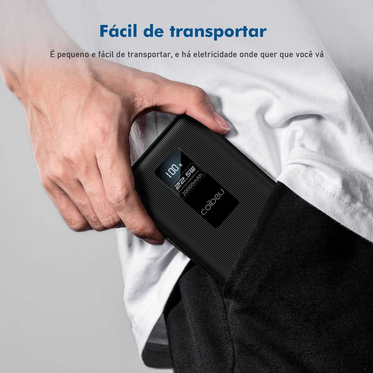 Power Bank Portátil Com Cabos Embutidos E Visor Digital