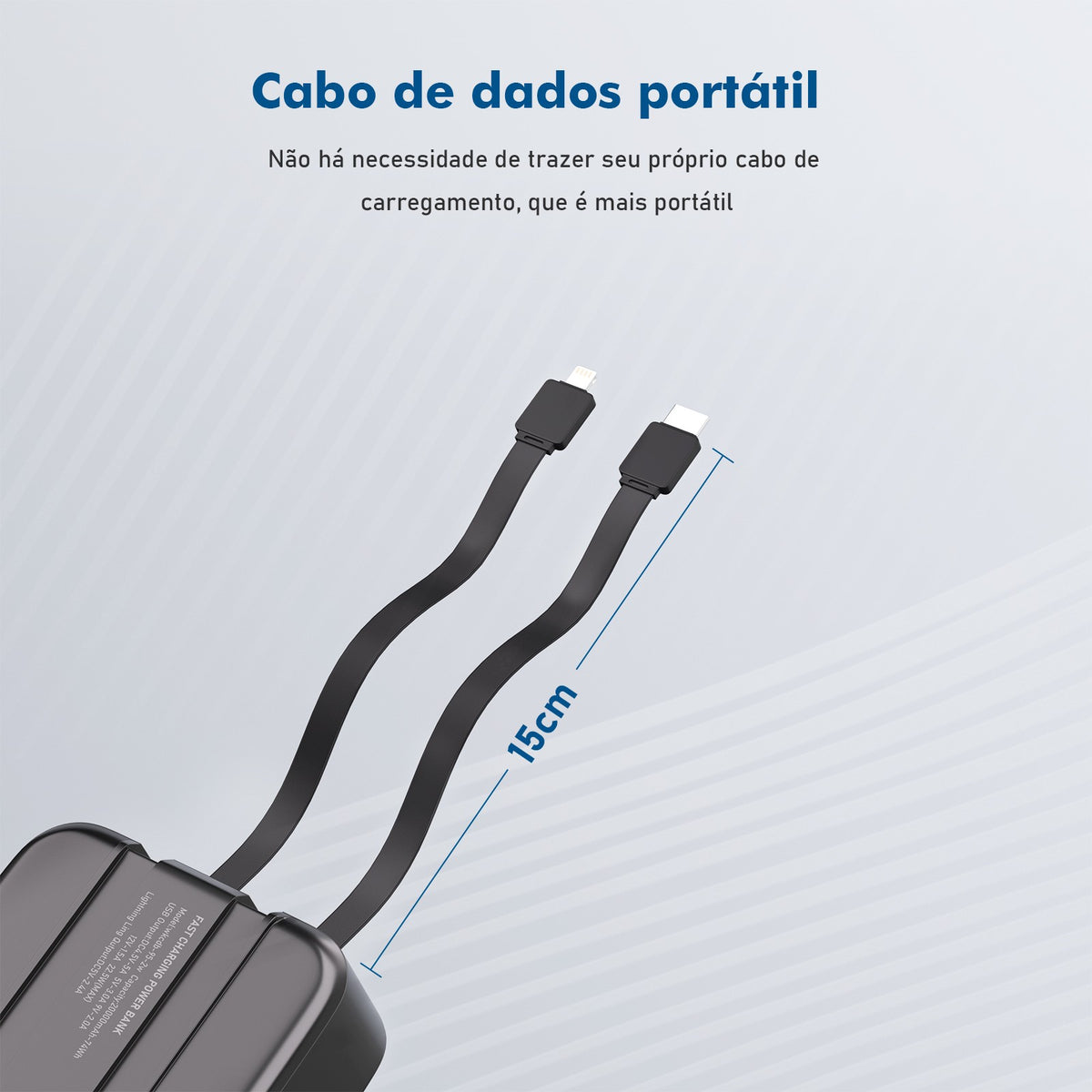 Power Bank Portátil Com Cabos Embutidos E Visor Digital